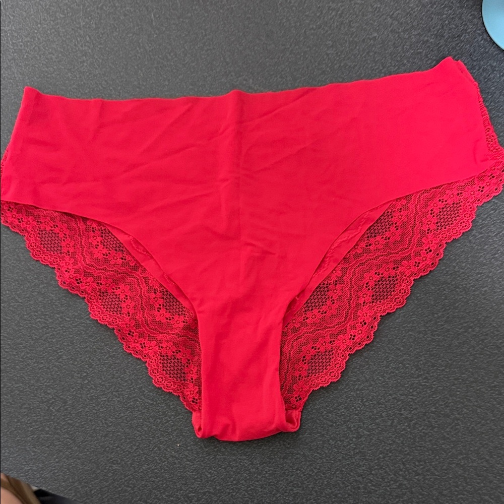 Red Lace-Trim Women's Hipster Panty - Brand Not Visible